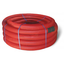 121950 Двустенная труба ПНД гибкая для кабельной канализации д.50мм с протяжкой, SN13, 420Н,  в бухте 100м, цвет красный
