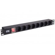 PH12-8D3 ITK PDU 8 розеток нем. ст, с LED выкл, 1U, без шнура, вх. С14