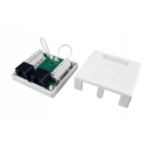 430234 Hyperline SB1-2-8P8C-C5e-WH Розетка компьютерная RJ-45(8P8C), категория 5e, двойная, внешняя, Dual IDC
