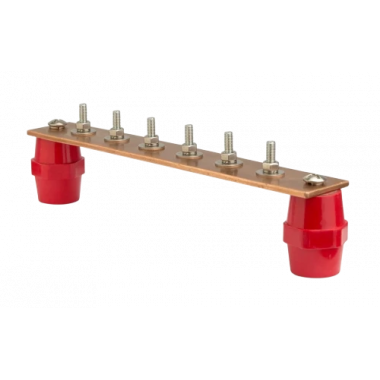 NE2006 Главная заземляющая шина с изоляторами, 6 подкл., 260мм?40мм?4мм, медь