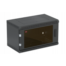 Шкаф телекоммуникационный настенный разборный черный 19”,6U(600x350), ШТ-НСр-6U-600-350-С-Ч дверь стекло ССД