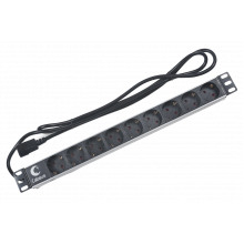 Cabeus PDU-9P-2IEC Блок евророзеток для 19' шкафов, горизонтальный, 9 розеток, 10 A, без выключателя, алюминиевый корпус, шнур 2 м, вилка IEC 320 C14 Cabeus PDU-9P-2IEC Блок евророзеток для 19' шкафов, горизонтальный, 9 розеток, 10 A, без выключателя, алюминиевый корпус, шнур 2 м, вилка IEC 320 C14