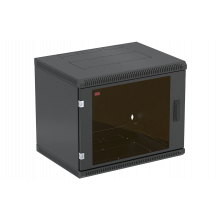 Шкаф телекоммуникационный настенный разборный черный 19”,9U(600x350), ШТ-НСр-9U-600-350-С-Ч дверь стекло ССД