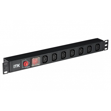 PDU 7 розеток C13, с выкл. и защ. от перенапр, без шнура