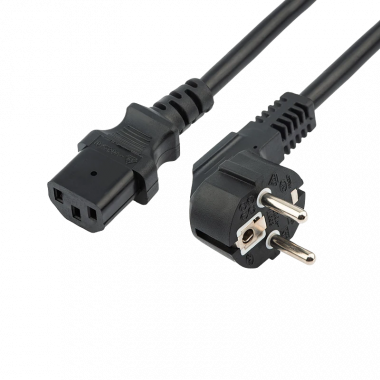 11-1138 REXANT Шнур сетевой, вилка угловая СЕЕ 7/7(Schuko) - разъем IEC 320 C13, кабель 3x1,5 мм², длина 1,5 метра, черный (PVC пакет)