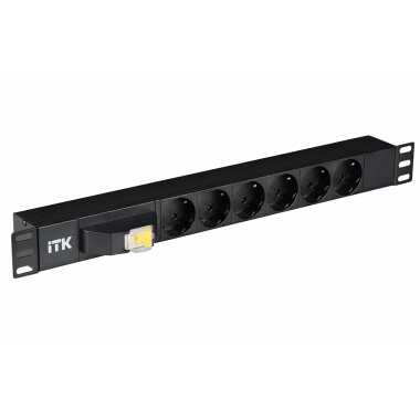 PH21-6D3 ITK PDU 6 роз. нем. ст. с автом.10А 1U, вх.С14 без каб. чер.