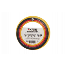 KR-09-2002 Изолента ПВХ KRANZ 0.13х15 мм, 10 м, желтая упаковка 10 роликов