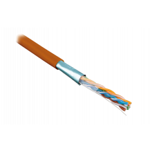 45528 Hyperline FUTP4-C5E-S24-IN-LSZH-OR-305 (305 м) Кабель витая пара F/UTP, категория 5e, 4 пары (24 AWG), одножильный(solid), экран-фольга, LSZH, н